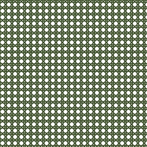 Lichen Green  on White Rattan Caning Pattern