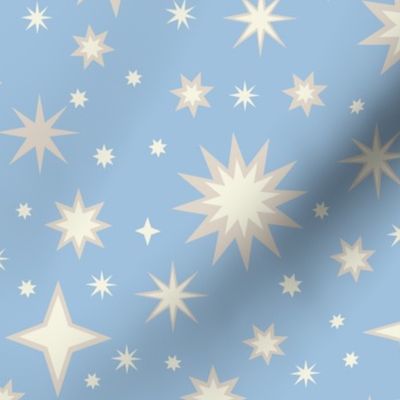 Mystic Stars Holiday Christmas Pattern On Light_Blue