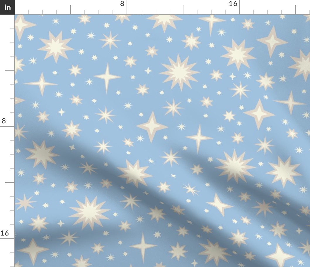 Mystic Stars Holiday Christmas Pattern On Light_Blue