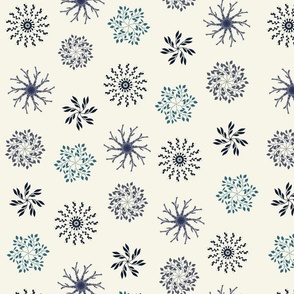 Botanical Snowflakes Holiday Christmas Pattern On Off White