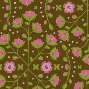 Pink flower Garden on Brown