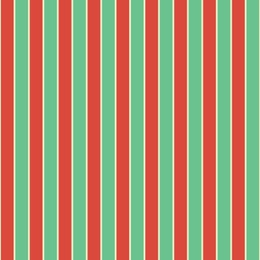 1 Inch Red Vermillion, Green and Yellow Gold Vintage Christmas Stripe