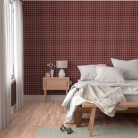 Red Vermillion and Buff  Vintage Christmas Gingham Check