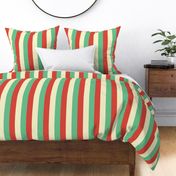 Equal 2 Inch Red Vermillion, Green and Yellow Gold Vintage Christmas Stripe