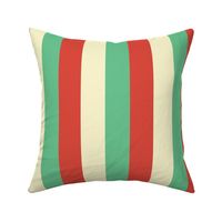 Equal 2 Inch Red Vermillion, Green and Yellow Gold Vintage Christmas Stripe