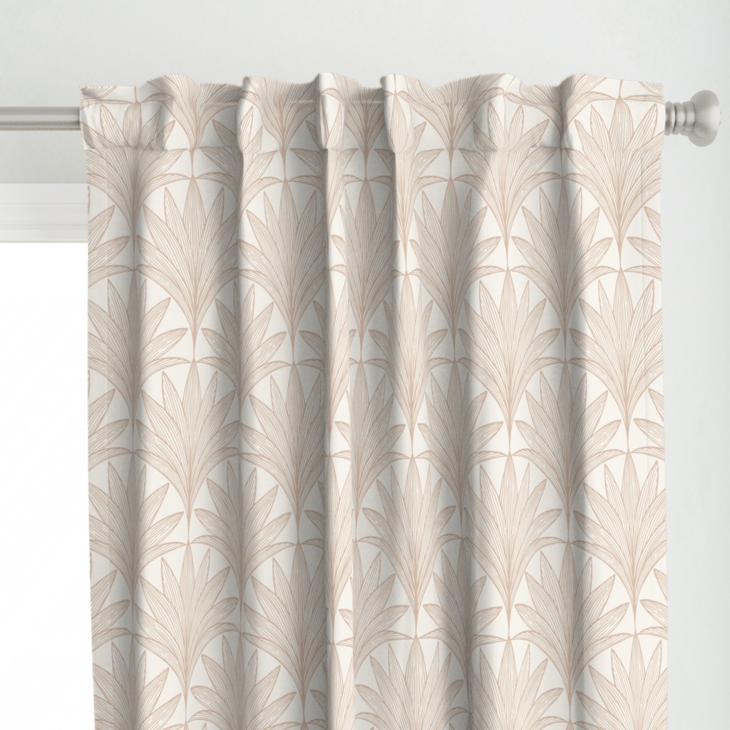 Art Deco Palm Leaf Scallop, Blush Pink, Large Scale 