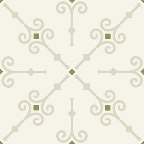 Cream Villa Ironwork with Green Diamonds