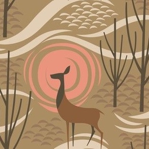 woodland deer, brown