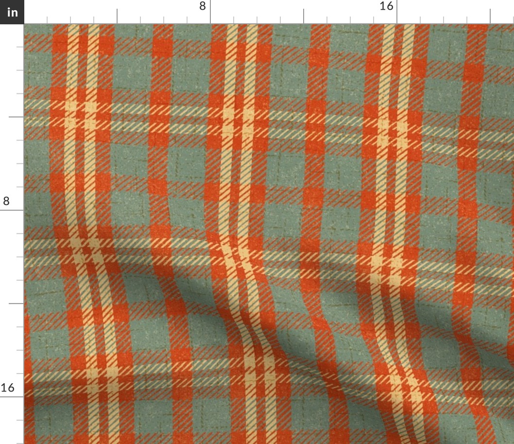 North Country Plaid - jumbo - sage, scarlet, and light gold 