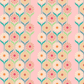 Paper Wall Flowers Floral Stripe Pink