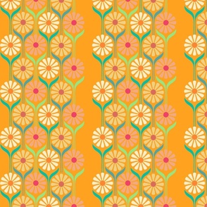 Paper Wall Flowers Floral Stripe Orange