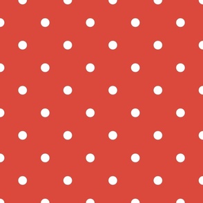 Red Vermillion Polka Dot  Vintage Christmas Gingham Spots