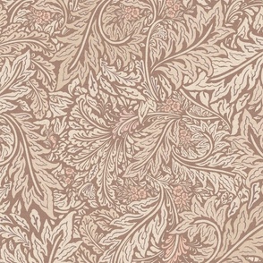 William Morris Tribute - Larkspur leaves foliage_Warm beige "24