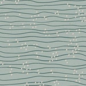 Gentle Wavy Wave Lines & Dots - Lake Life Collection Blender Pattern (Seafoam Green)