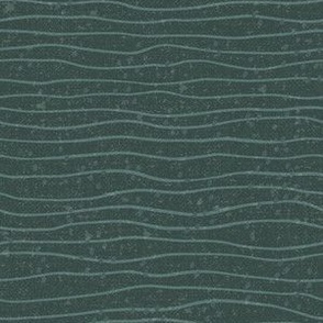 Gentle Wavy Wave Lines & Dots - Lake Life Collection Blender Pattern (Deep Water Green)