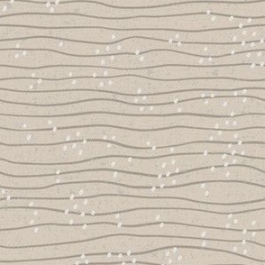 Gentle Wavy Wave Lines & Dots - Lake Life Collection Blender Pattern (Linen)