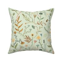 Green Playful Painted Florals in Spring Pastels Small