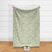 Green Playful Painted Florals in Spring Pastels Small