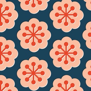 Forget-Me-Not (Jumbo Navy & Coral) || minimalist flowers