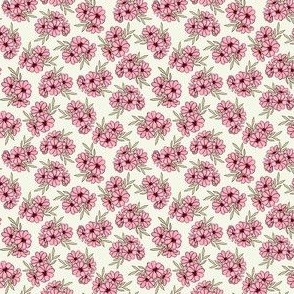 Tossed Floral Pink on Cream Small Scale