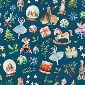 Large Scale Christmas Tale Teal Blue