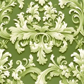 Green on Green Damask - medium