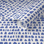 Indigo Blue Geometric Half Circle Stripe Small Print Fabric Wallpaper Home Decor 