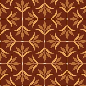 S ✹ Diamond Ogee in Autumn Colors on a Burgundy Background