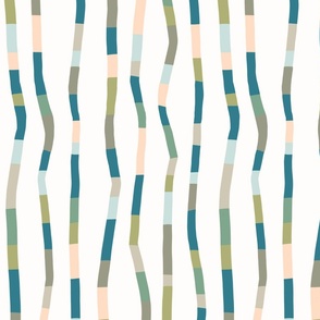 Stripey Stripes Cool Blues and Greens Wallpaper Small