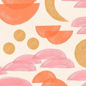 Sunset Desert Warm Block Print Shapes