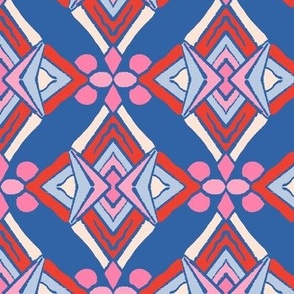 Ethnic Abstract - Blue / Red