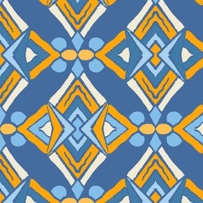 Ethnic Abstract - Blue / Yellow