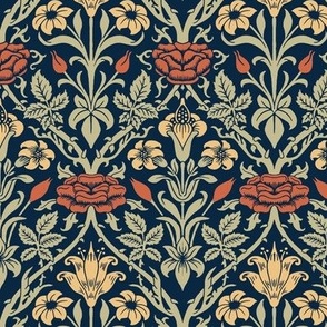 1893 Vintage William Morris "Rose and Lily" - Original Colors