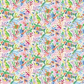 Small - Bright Coral Reefs - Hidden Whimsical wallpaper for kids - baby room and nursery | multicolor pastel ©designsbyroochita