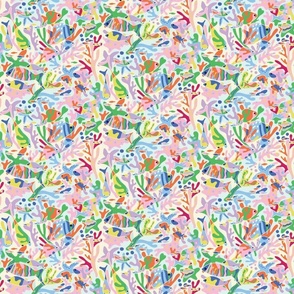 Ditsy - Bright Coral Reefs - Hidden Whimsical wallpaper for kids - baby room and nursery | multicolor pastel ©designsbyroochita