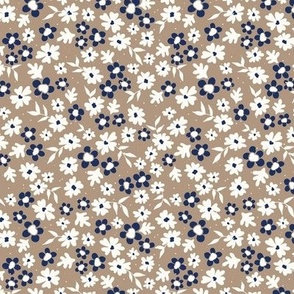 Scattered flowers on khaki - medium size