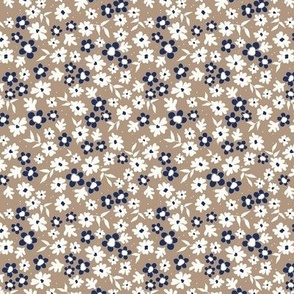 Scattered flowers on khaki - small size