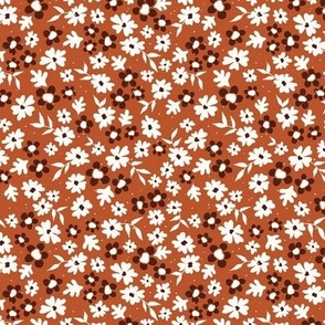 Scattered flowers in rust - medium size