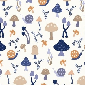 Playful mushroom medley in blue - medium size