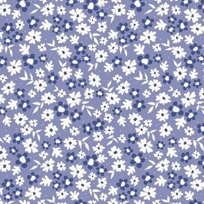 Scattered flowers on periwinkle - medium size