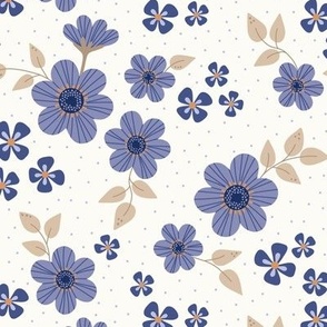 Blue striped flowers - medium size