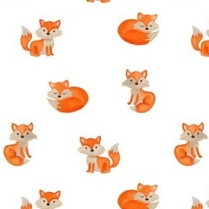 Orange foxes / small / watercolor woodland animals for baby boy nursery and kid clothing, sleeping foxes