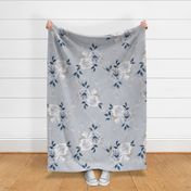 soft blue floral chintz - serenity - rose - watercolor