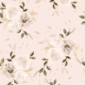 Pale Pink Botanical - Floral Watercolor - Wild Roses