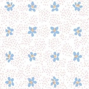 spring flower blossoms and polka dots in pastel blue and pink/ small /