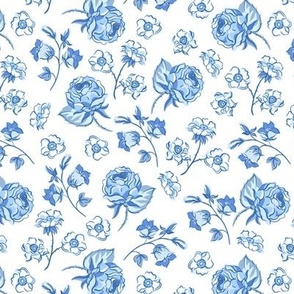 Cute gentle blue flowers, roses and wildflowers