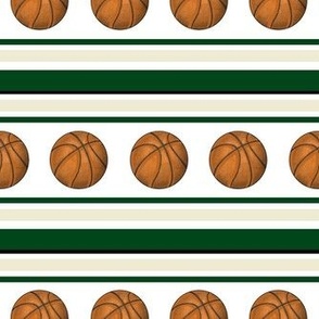 Medium Scale Team Spirit Basketball Sporty Stripes in Milwaukee Bucks Colors Green and Cream