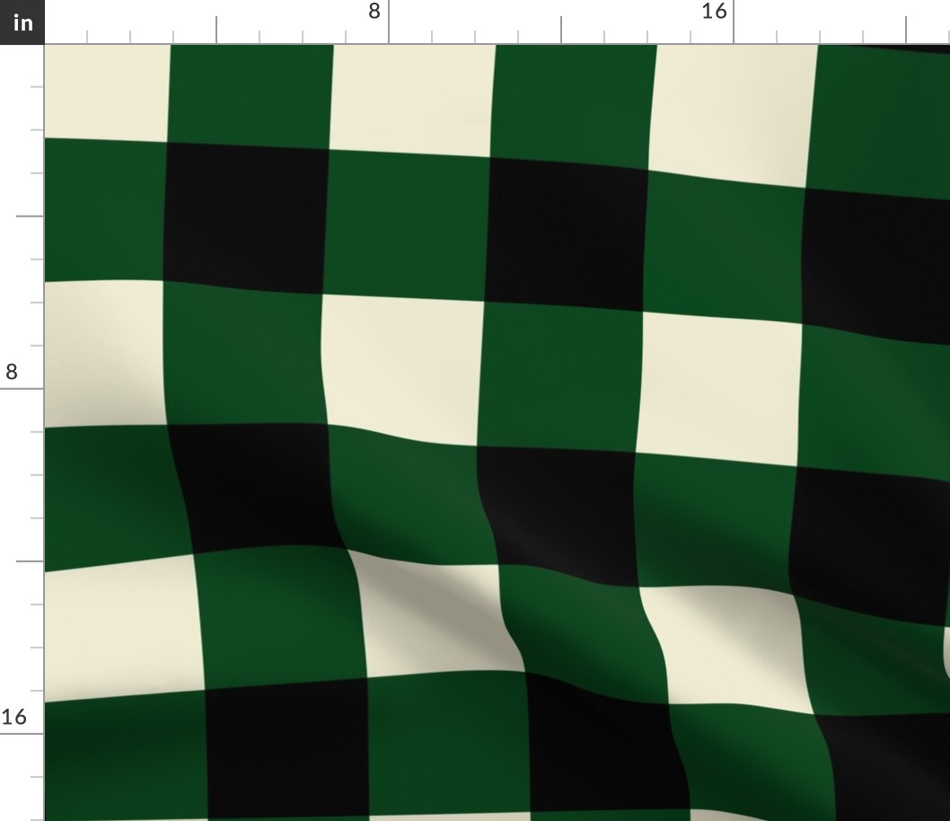 Large Scale Team Spirit Basketball Checkerboard in Milwaukee Bucks Colors Green and Cream