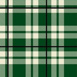 Bigger Scale Team Spirit Basketball Plaid in Milwaukee Bucks Colors Green and Cream