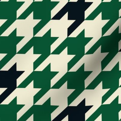 Large Scale Team Spirit Basketball Houndstooth in Milwaukee Bucks Colors Green and Cream